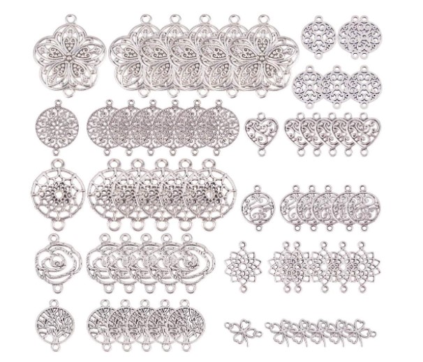 60 Piezas 10 Estilos Conectores de Flor de la Vida