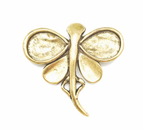 Broche libélula dorado zamak chapado 7.5cm
