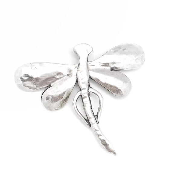 Broche libélula plata zamak chapado 6.5x8 cm