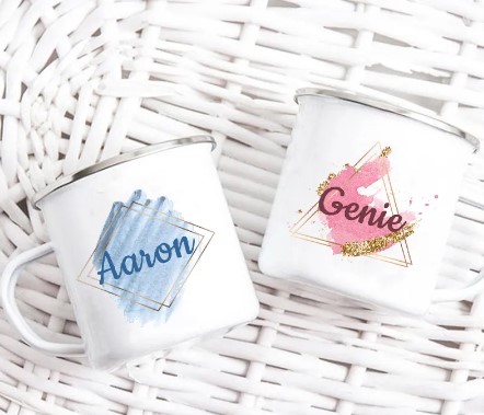 Tazas de café geométricas personalizadas con nombre