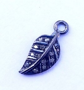 925 Plata de Ley Hoja Forma Charms Colgante Hecho a Mano 1 Pieza Diamante Charms