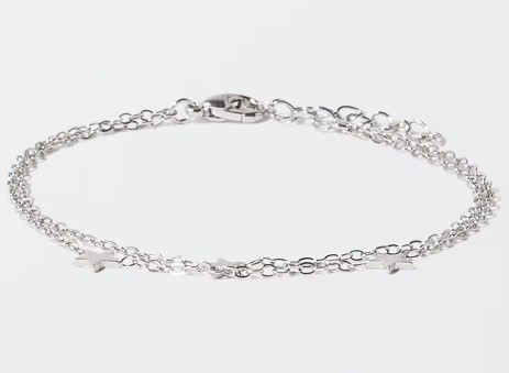 PARFOIS - Pulsera de eslabones con abalorio de estrellas en plateado