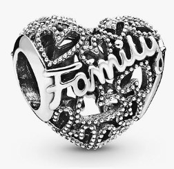Pandora Moments Women's Sterling Silver Family Heart Bracelet Charm