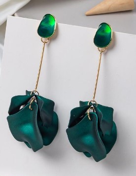 Pendientes de hoja de Pétalo en verde