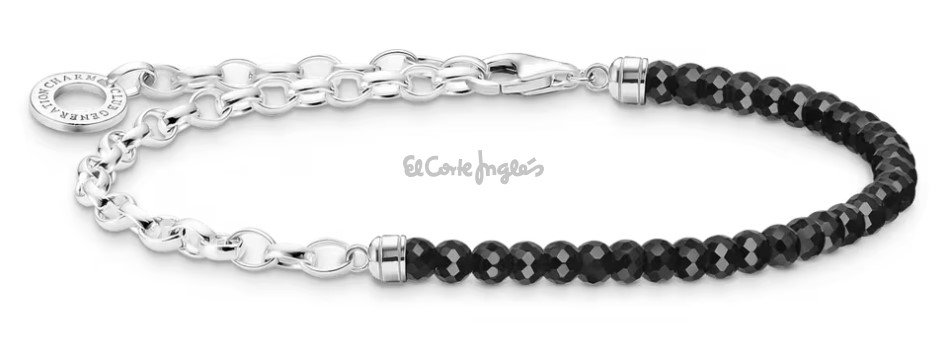 Thomas Sabo Pulsera de plata charm beads de ónix negros