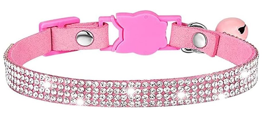 haoyueer Collares de diamantes de imitación para perros y gatos con campana