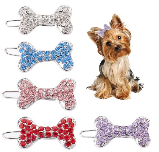 AMIJOUX 5 Uds Pinzas para el Pelo de Perro Clips de Pasador de Diamantes de Imitación