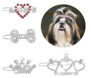 Cobee Bling Cat Dog Pinzas para el Cabello, 4 Piezas Rhinestone