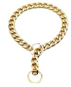 Collar de Metal Dorado, Cadena de eslabones cubanos para Mascotas