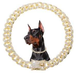 EUIOOVM Collar de cadena dorada para perro