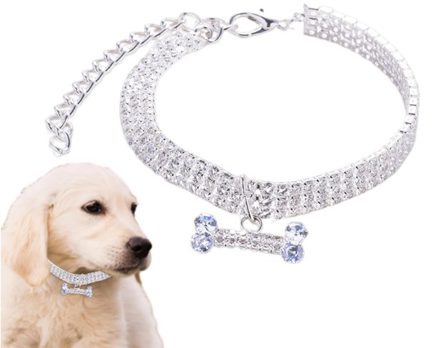 Juego de diamantes de imitación para perros pequeños y gatos con diamantes de imitación