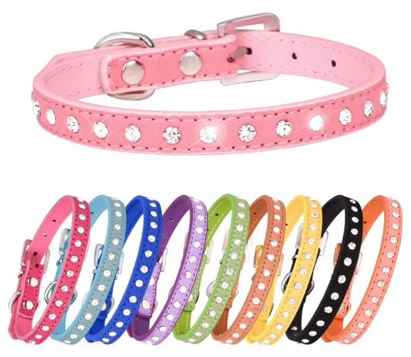 haoyueer Bonito collar de piel de ante elegante y deslumbrante con 1 hileras de diamantes de imitación de cristal