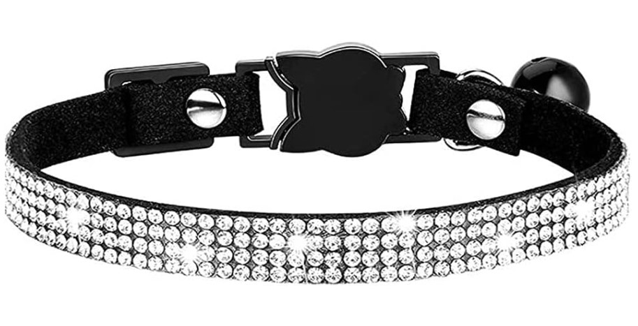haoyueer Collares de diamantes de imitación para perros y gatos con campana