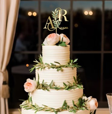 Adorno Floral de acrílico para tarta de boda, decoración personalizada con nombre y fecha