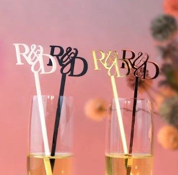 Agitadores de bebidas personalizados, palos de cóctel de boda