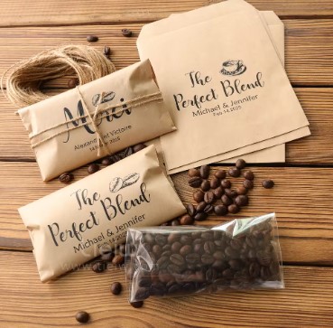 Bolsas de café personalizadas para bodas - Regalos únicos y ecológicos en papel biodegradable para invitados