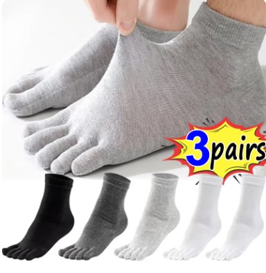 Calcetines largos de algodón para hombre, medias de cinco dedos, informales, cómodas, de tubo medio, antideslizantes, 1 o 3 pares