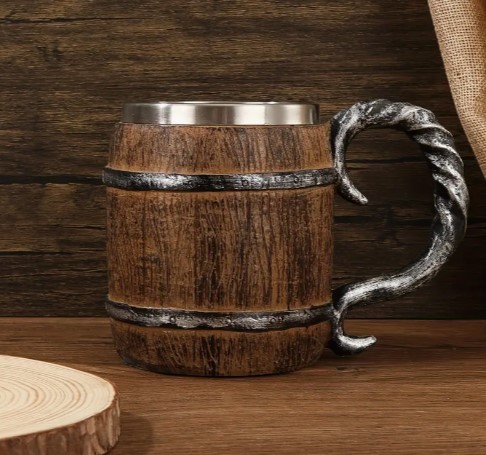 Jarrón de Cerveza de Madera Único - Acero Inoxidable y Resina, Anticorrosión y Impermeable