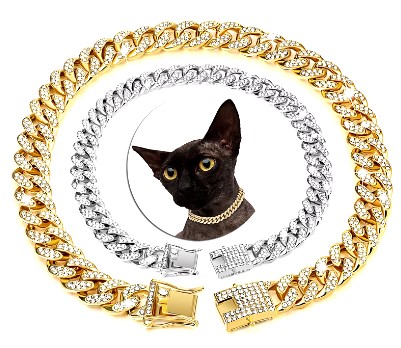 Collar de gato dorado de lujo