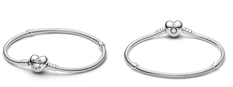 PANDORA Pulsera Moments Cadena de Serpiente con cierre de Corazón