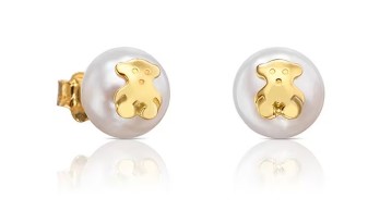 Pendientes Bear en oro amarillo con perla TOUS