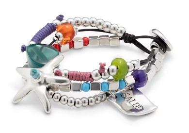 UNO de 50 Pulsera colección Clásicos con piedras en aleación de metales bañadas en plata y piedras de resina