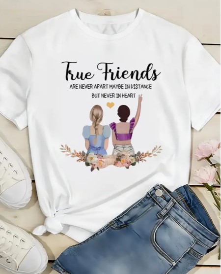 Camiseta con Estampado "Amigos Verdaderos"