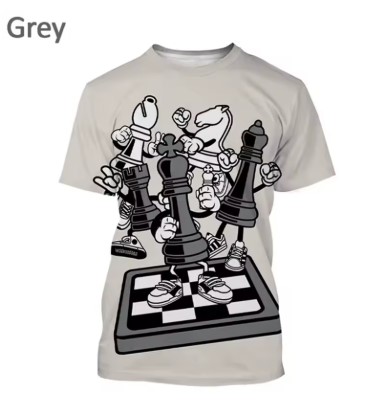 Camiseta con estampado 3D de juego de ajedrez