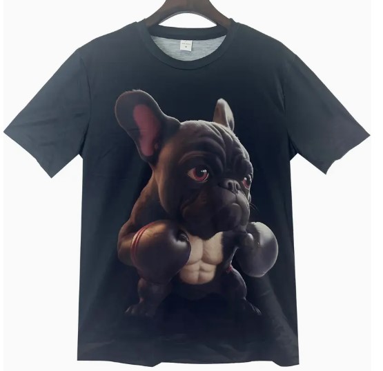 Camiseta de verano para hombre, divertida impresión gráfica de perro de boxeo