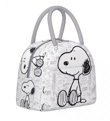 Fiambreras aislantes de gran capacidad, caja de almuerzo térmica para pícnic, Snoopy en color blanco y negro