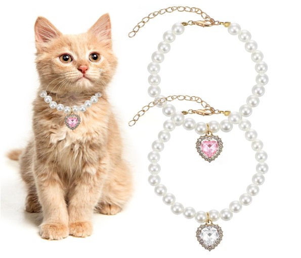 2 collares de perlas para gato