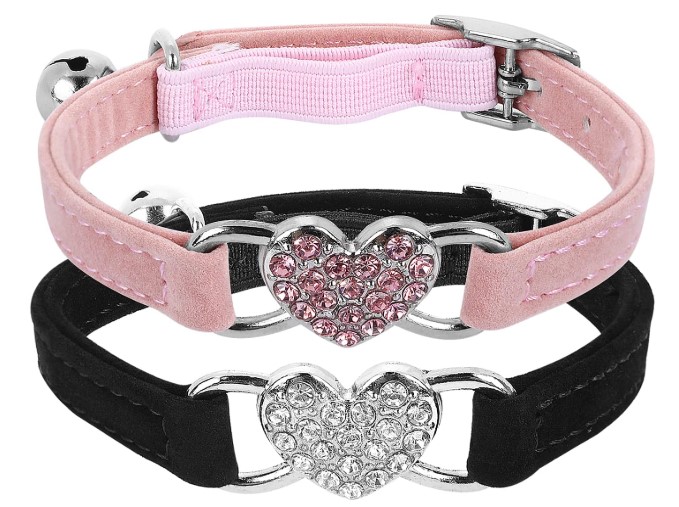cobee Collar de Gato con Forma de corazón Brillante con Campana